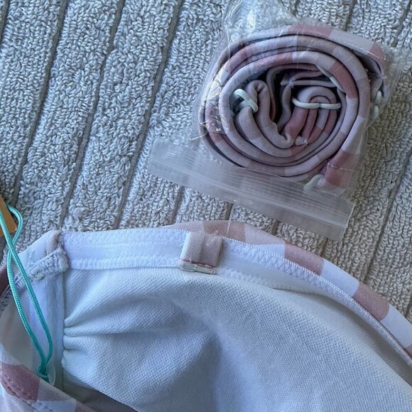 NWT Kona Sol Pink Gingham Bandeau Bikini Top – Size D/DD - Picture 3 of 5